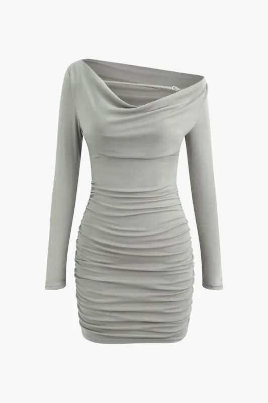 Cowl Neck Ruched Long Sleeve Mini Dress sold by Micas