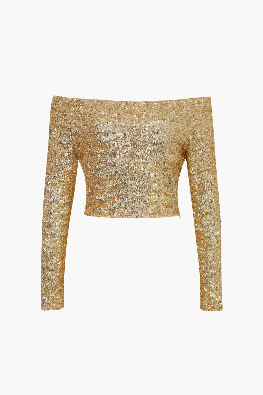 Off The Shoulder Sequin Long Sleeve Top sold by Micas