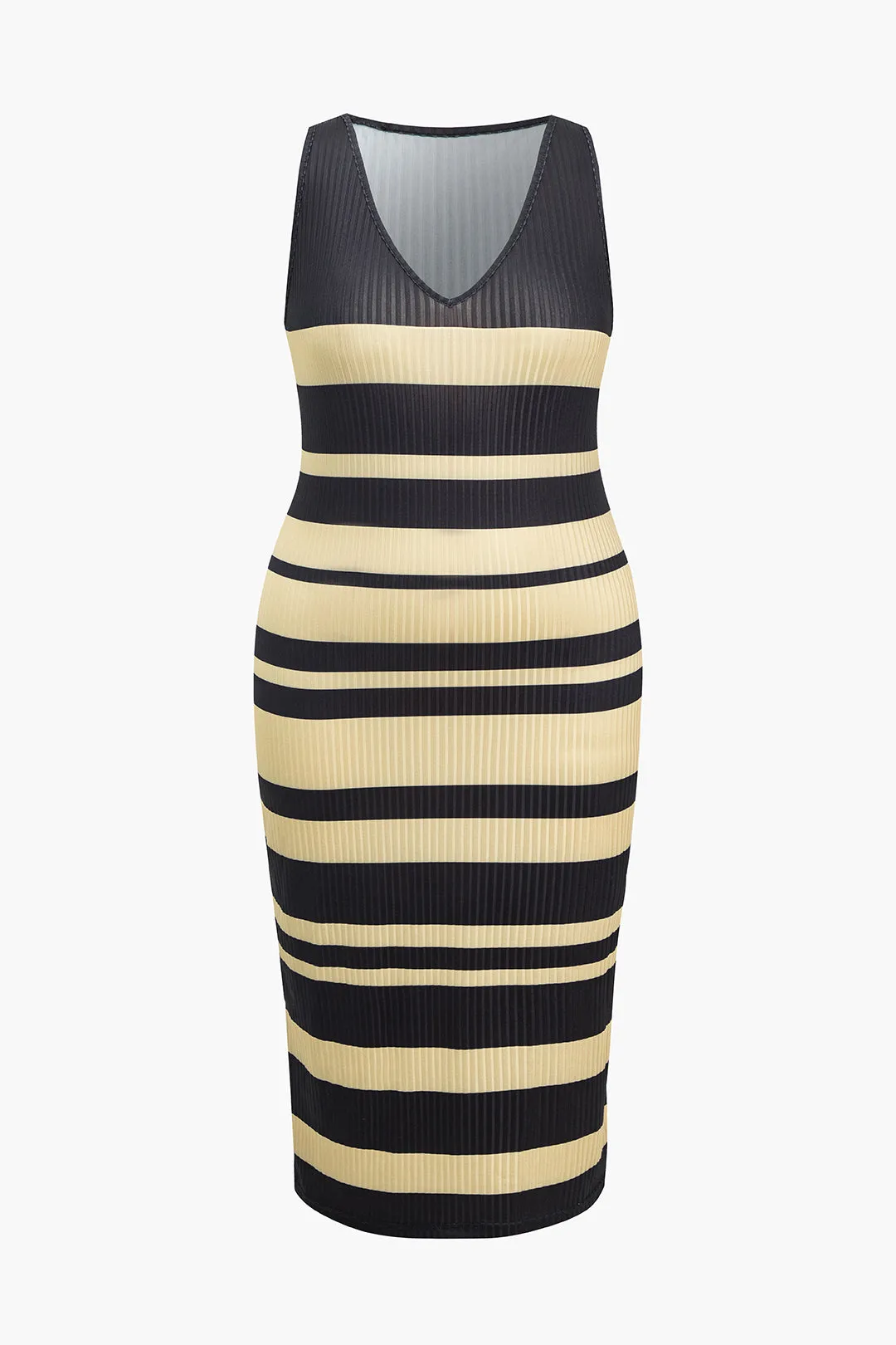 Plus Size Stripe Tank V-neck Midi Dress sold by Micas