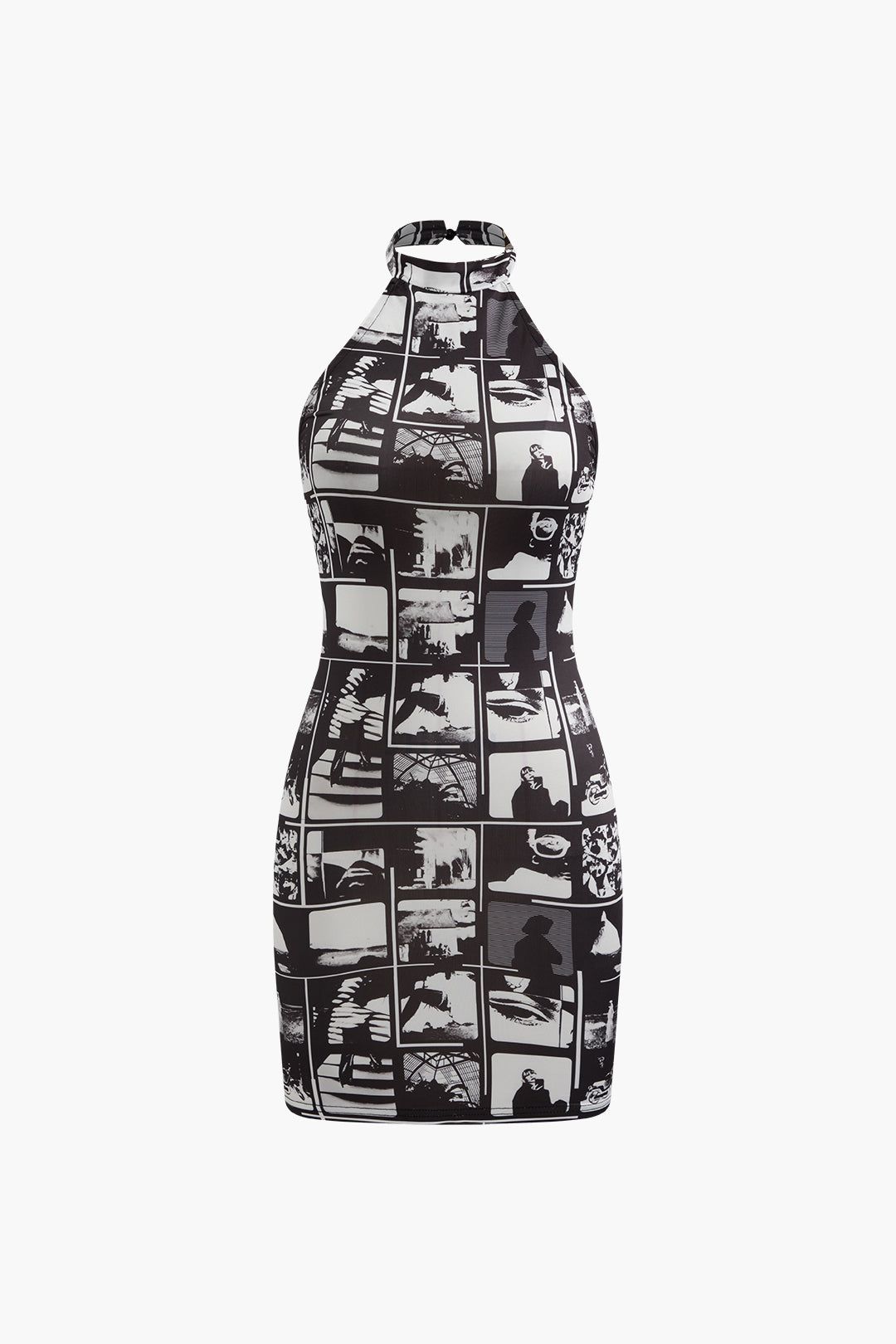 Graphic Print Halter Neck Mini Dress sold by Micas