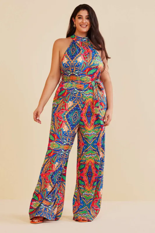 Plus Size Bohemian Print Halter Jumpsuit sold by Micas