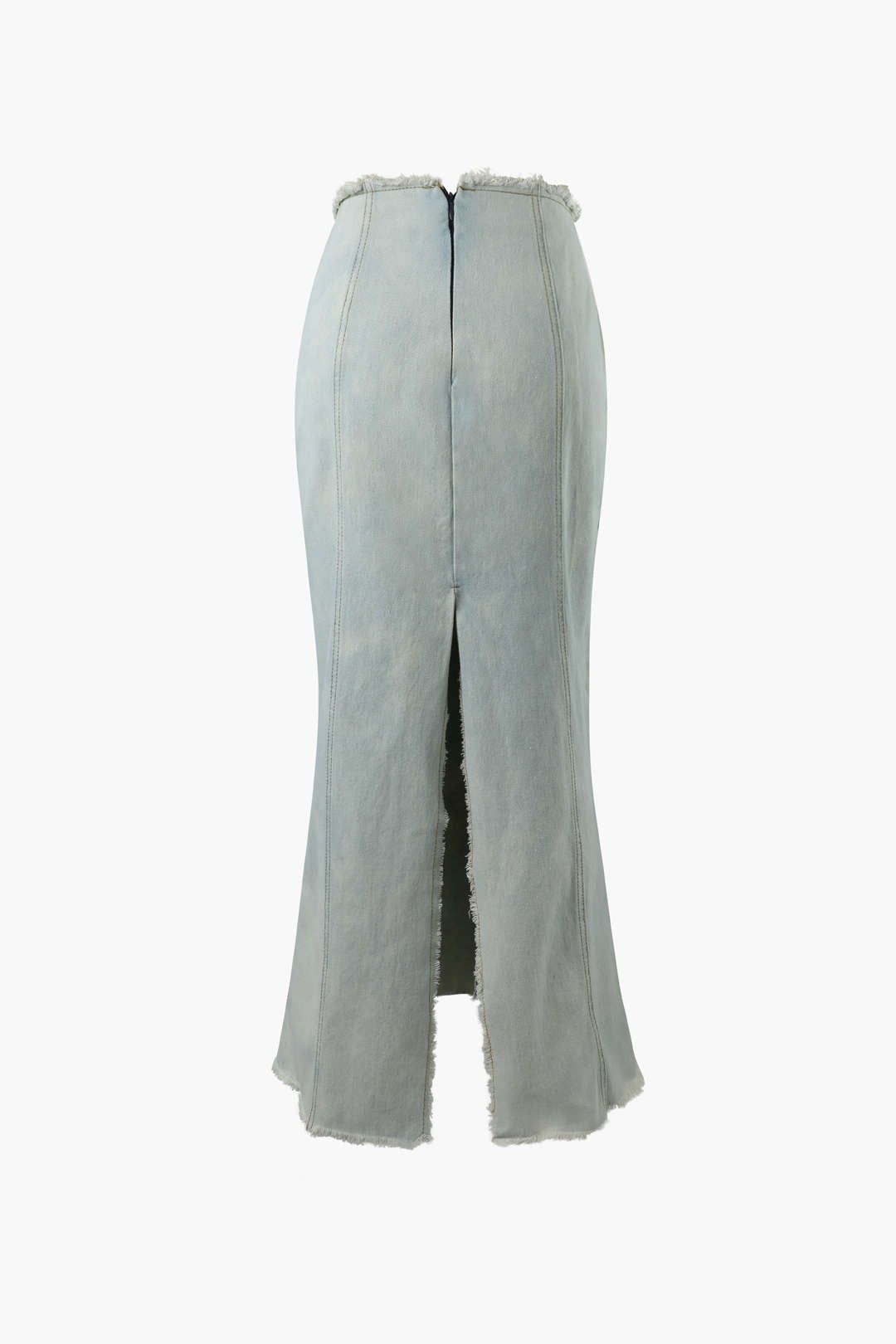 Frayed Trim Slit Denim Mermaid Skirt sold by Micas product image thumbnail 2