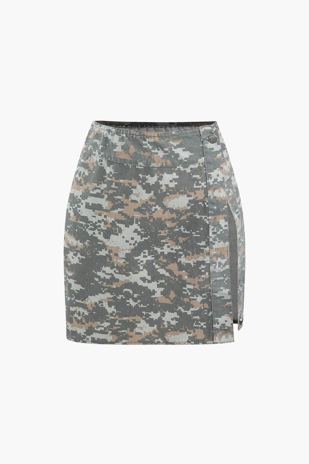 Camo Print Cap Sleeve Shirt And Slit Mini Skirt Set sold by Micas product image thumbnail 3