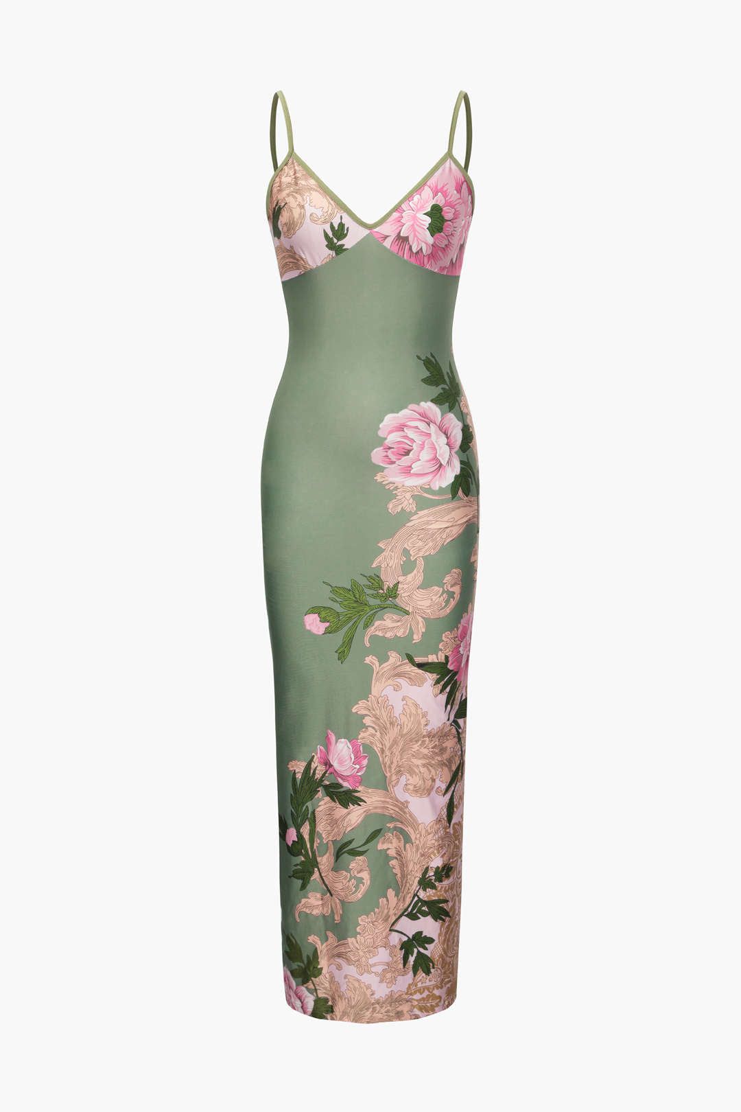 Floral Print V-neck Maxi Slip Dress sold by Micas