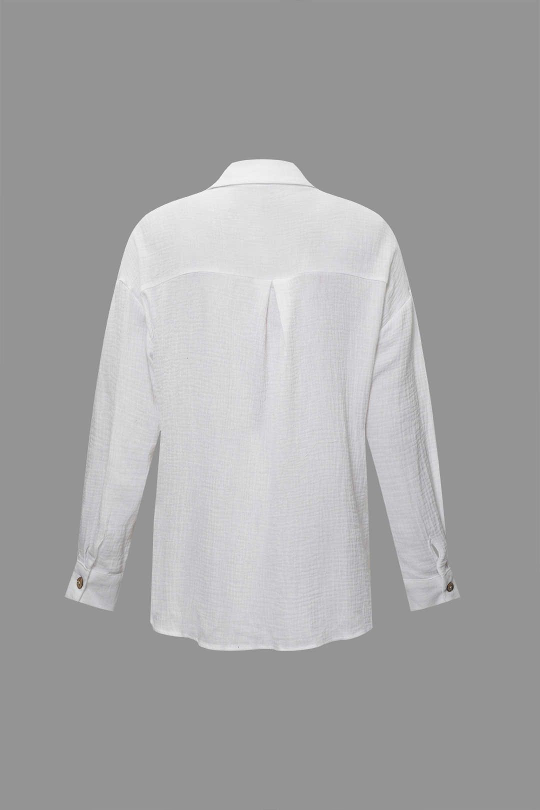 Chest Pocket Long Sleeve Shirt And Tie Waist Shorts Set sold by Micas product image thumbnail 5