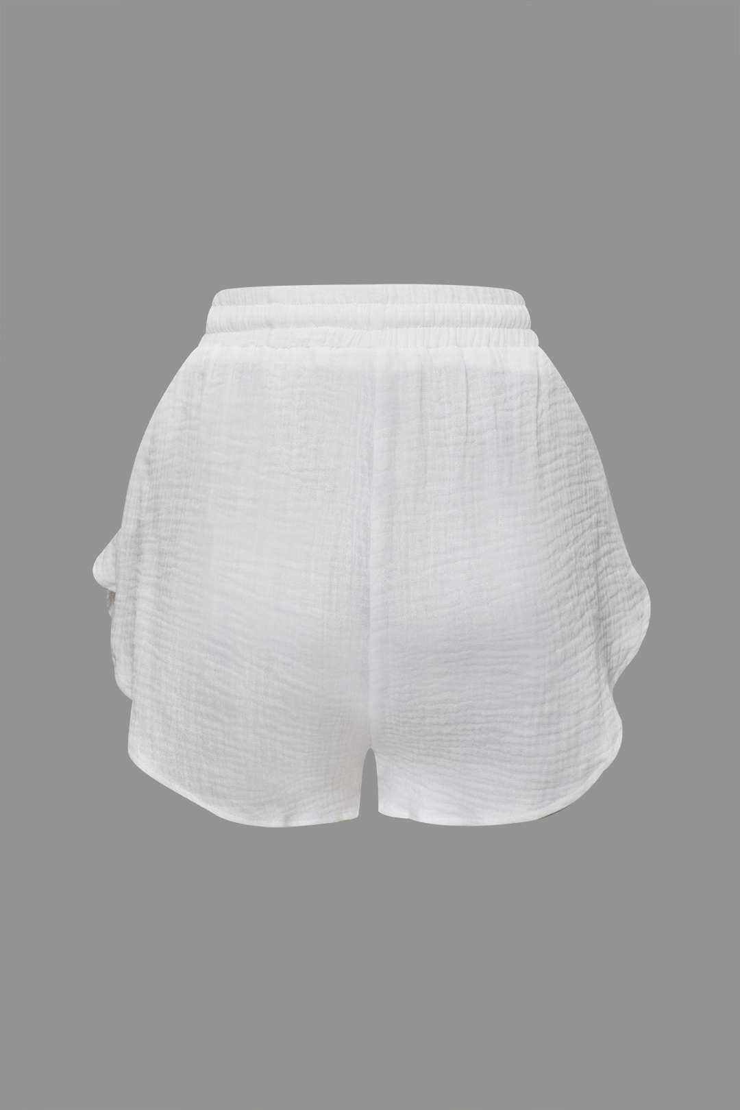 Chest Pocket Long Sleeve Shirt And Tie Waist Shorts Set sold by Micas product image thumbnail 6