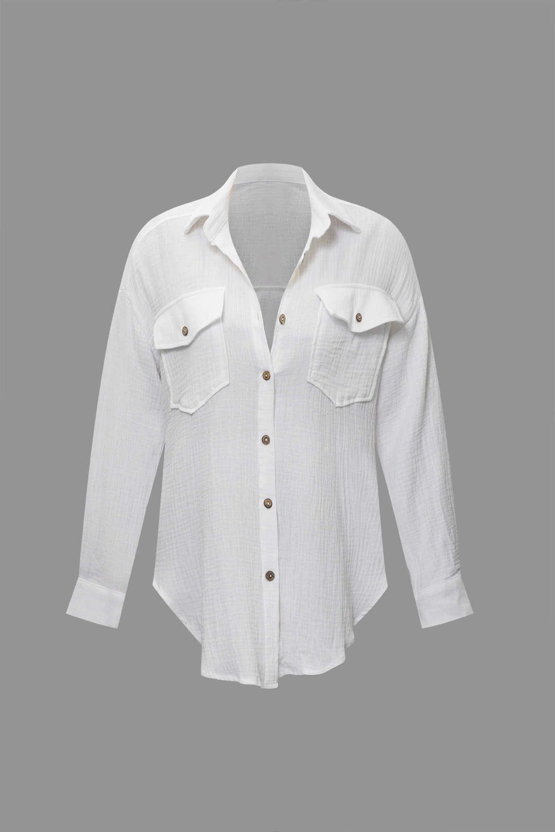 Chest Pocket Long Sleeve Shirt And Tie Waist Shorts Set sold by Micas product image thumbnail 3