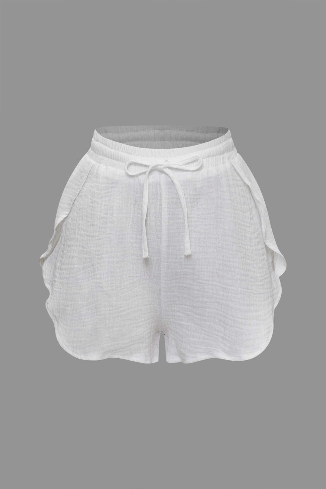 Chest Pocket Long Sleeve Shirt And Tie Waist Shorts Set sold by Micas product image thumbnail 4