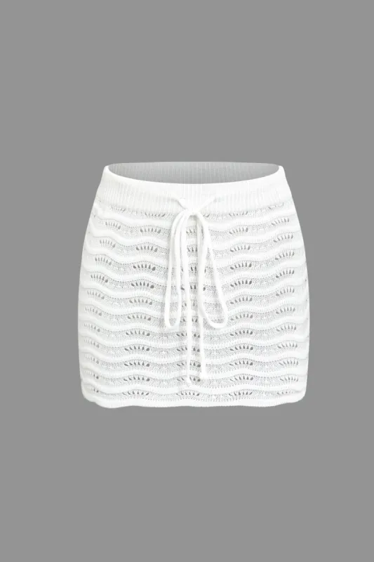 Solid Open Knit Mini-nederdel sold by Micas