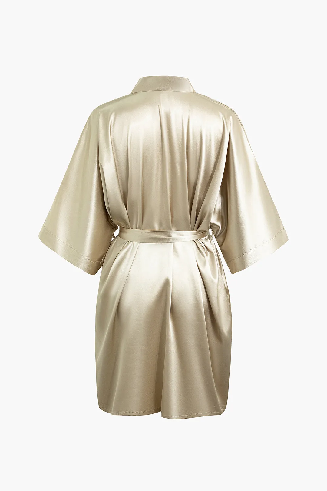 Solid Satin Tie Front Tie-Up Robe sold by Micas product image thumbnail 2