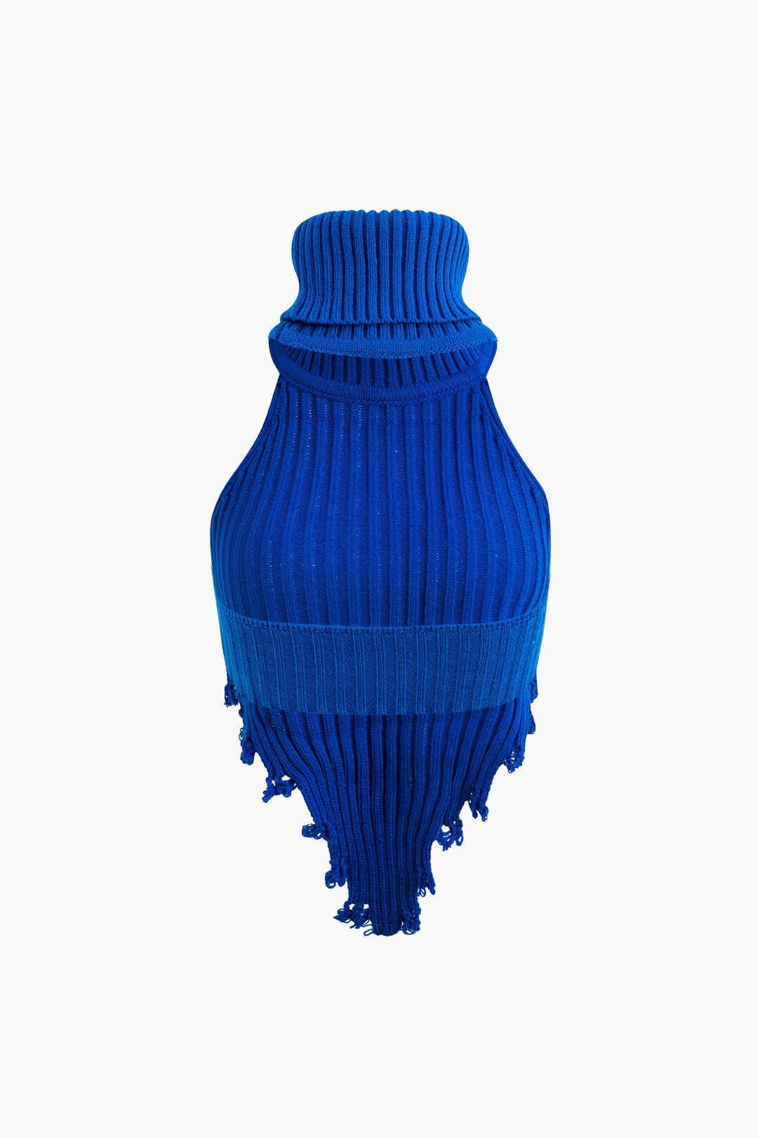 Rib Knit Turtleneck Asymmetric Backless Top With Sleeves And Mini Skirt Set sold by Micas product image thumbnail 4