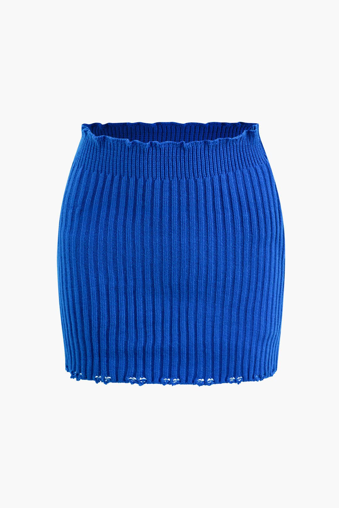 Rib Knit Turtleneck Asymmetric Backless Top With Sleeves And Mini Skirt Set sold by Micas product image thumbnail 3