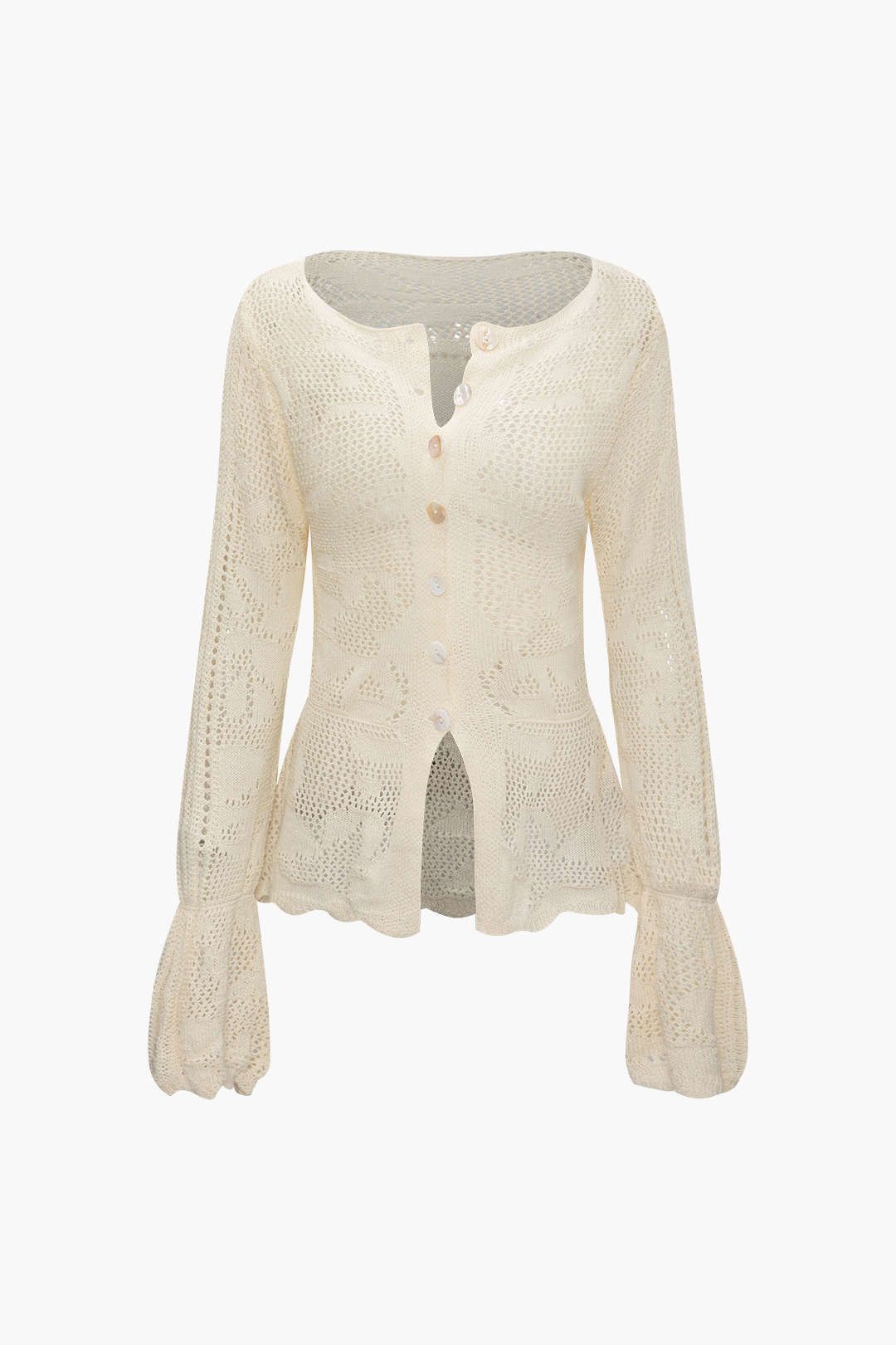 Button Up Open Knit Cardigan sold by Micas