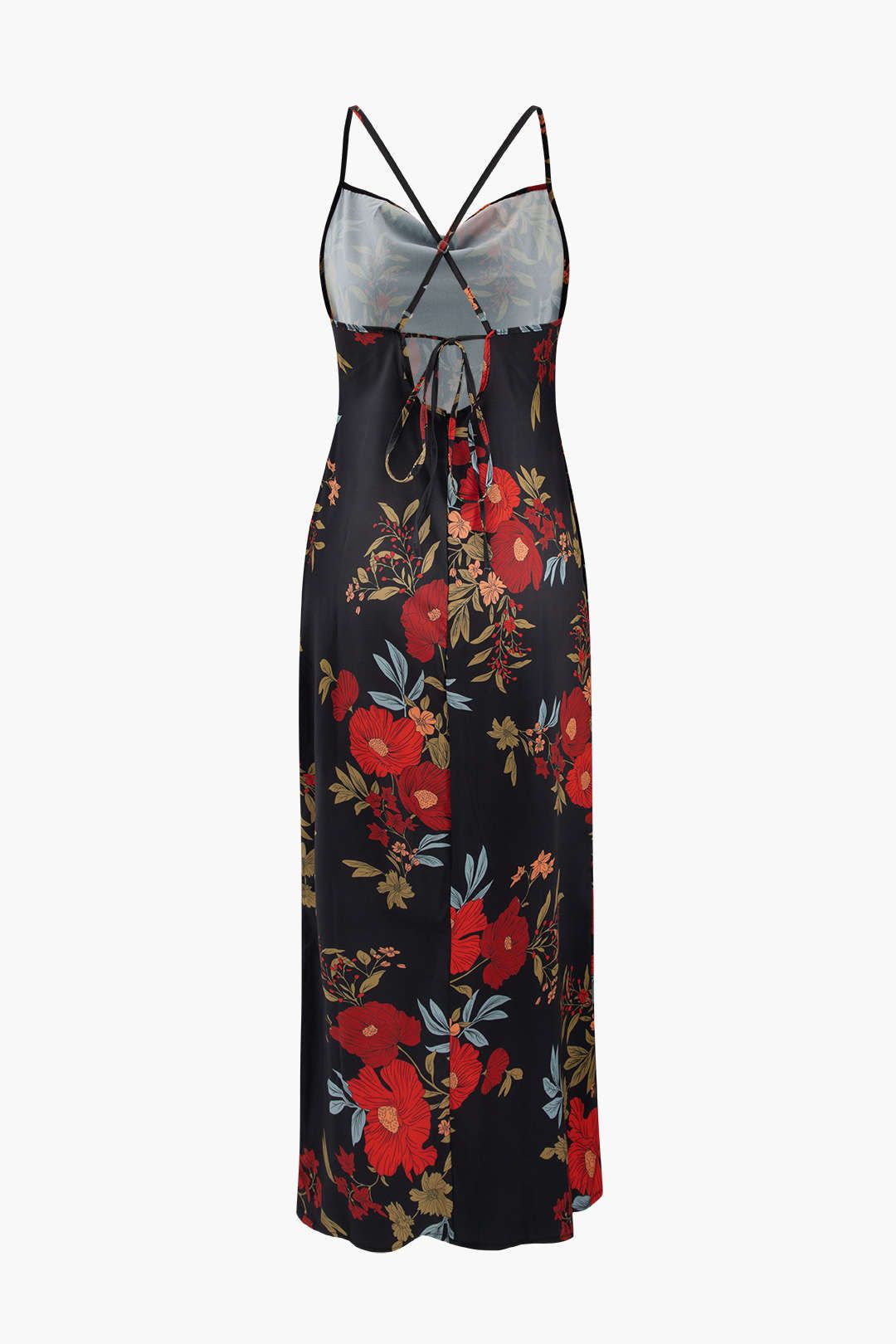 Floral Print Slit Cross Tie Back Maxi Dress sold by Micas product image thumbnail 2