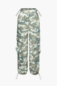 Camo High Waisted Drawstring Multi-Pockets Straight Leg Cargo Pants sold by Micas