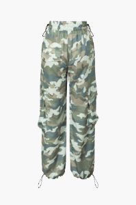 Camo High Waisted Drawstring Multi-Pockets Straight Leg Cargo Pants sold by Micas