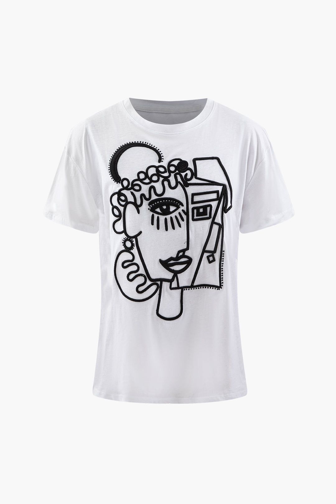 Embroidered Portrait T-Shirt sold by Micas