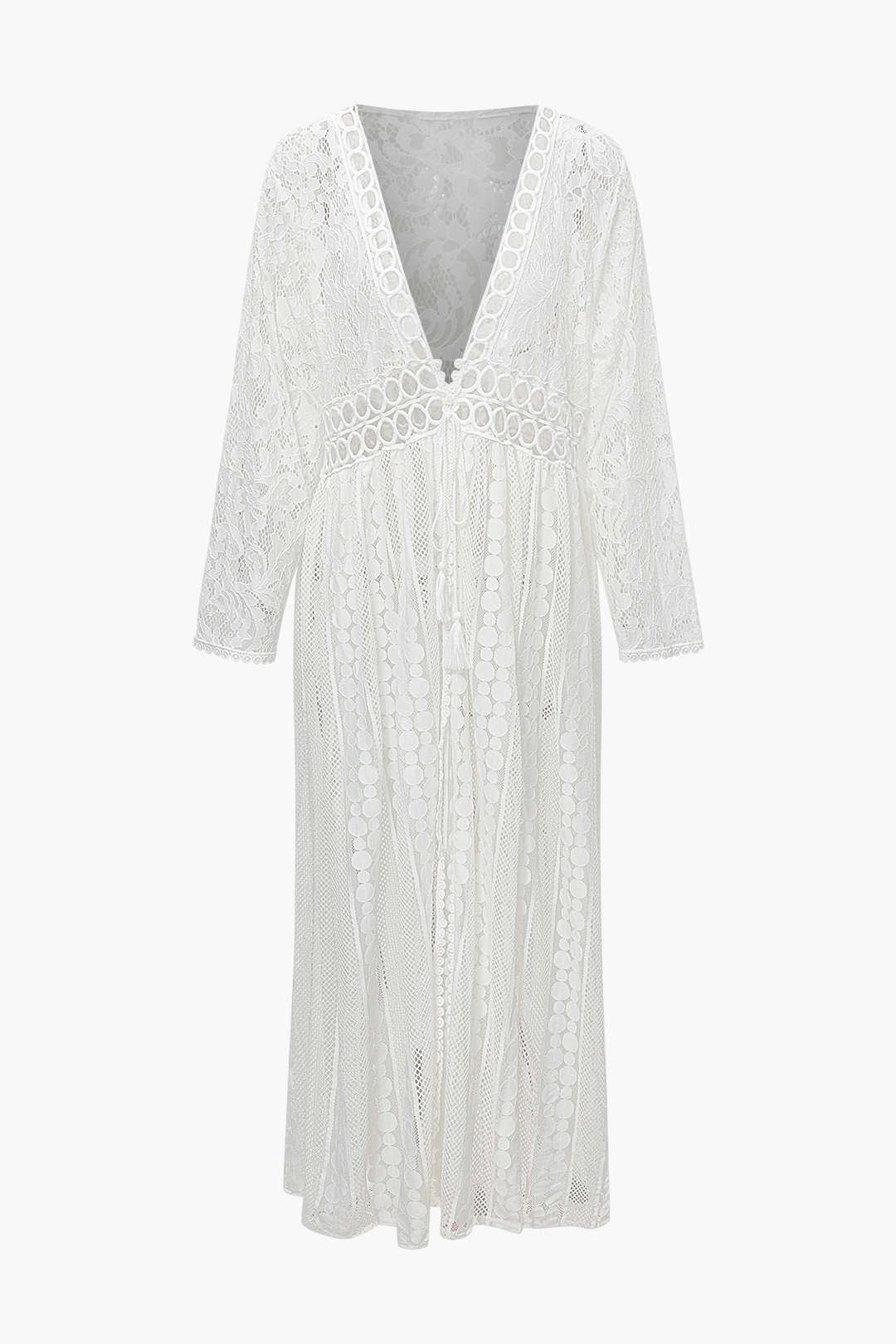 Sheer Lace Tie Front Cover-up sold by Micas