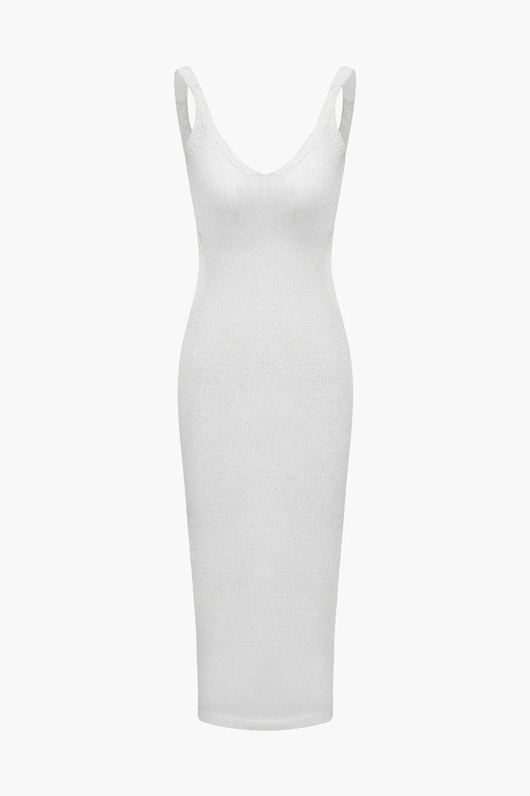 V-neck Knit Cut Out Backless Maxi Dress sold by Micas