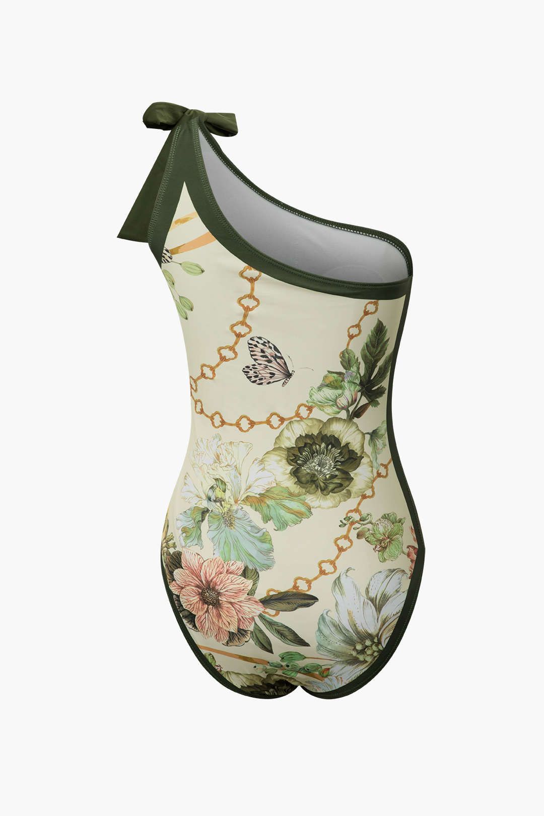 Floral Print One Shoulder One-piece Swimsuit And Ruffle Cover-up Set sold by Micas product image thumbnail 4