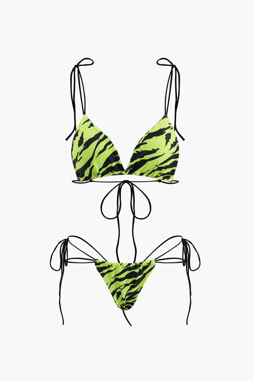 Zebra-stripe Tie Bikini Swimsuit sold by Micas