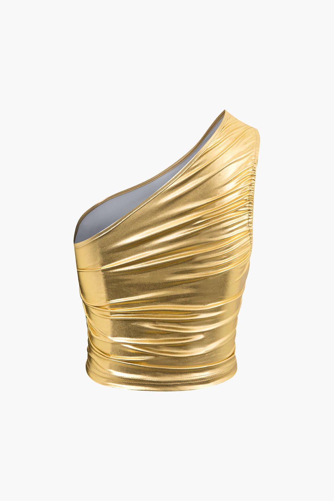 Metallic Ruched One Shoulder Tank Top And Mini Skirt Set sold by Micas product image thumbnail 4