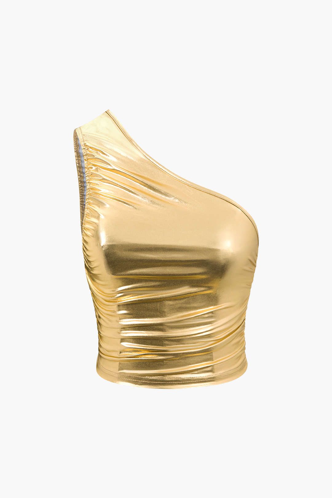 Metallic Ruched One Shoulder Tank Top And Mini Skirt Set sold by Micas product image thumbnail 2