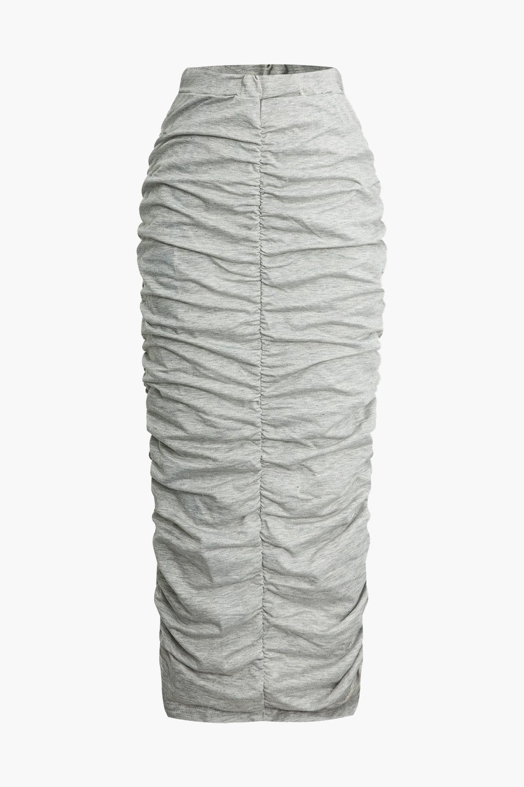 Solid Round Neck Long Sleeve Top And Ruched Maxi Skirt Set sold by Micas product image thumbnail 4