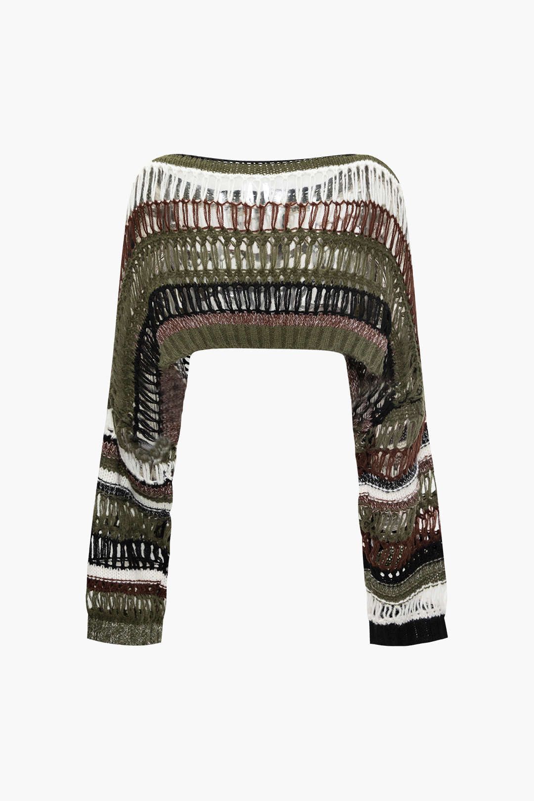 Stripe Open Knit Crop Top sold by Micas product image thumbnail 2