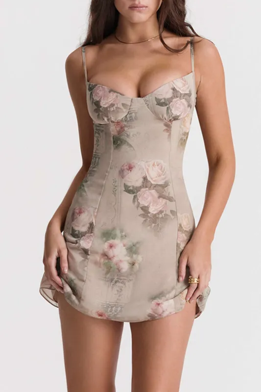 Blomsterprint Bustier Slip Mini Kjole sold by Micas