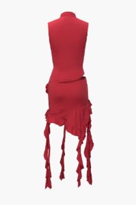 Mock Neck Cut Out Ruffle Mini Dress sold by Micas