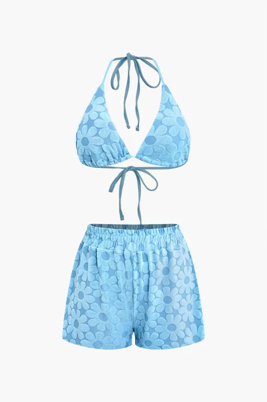 Floral Textured Swimwear Set sold by Micas