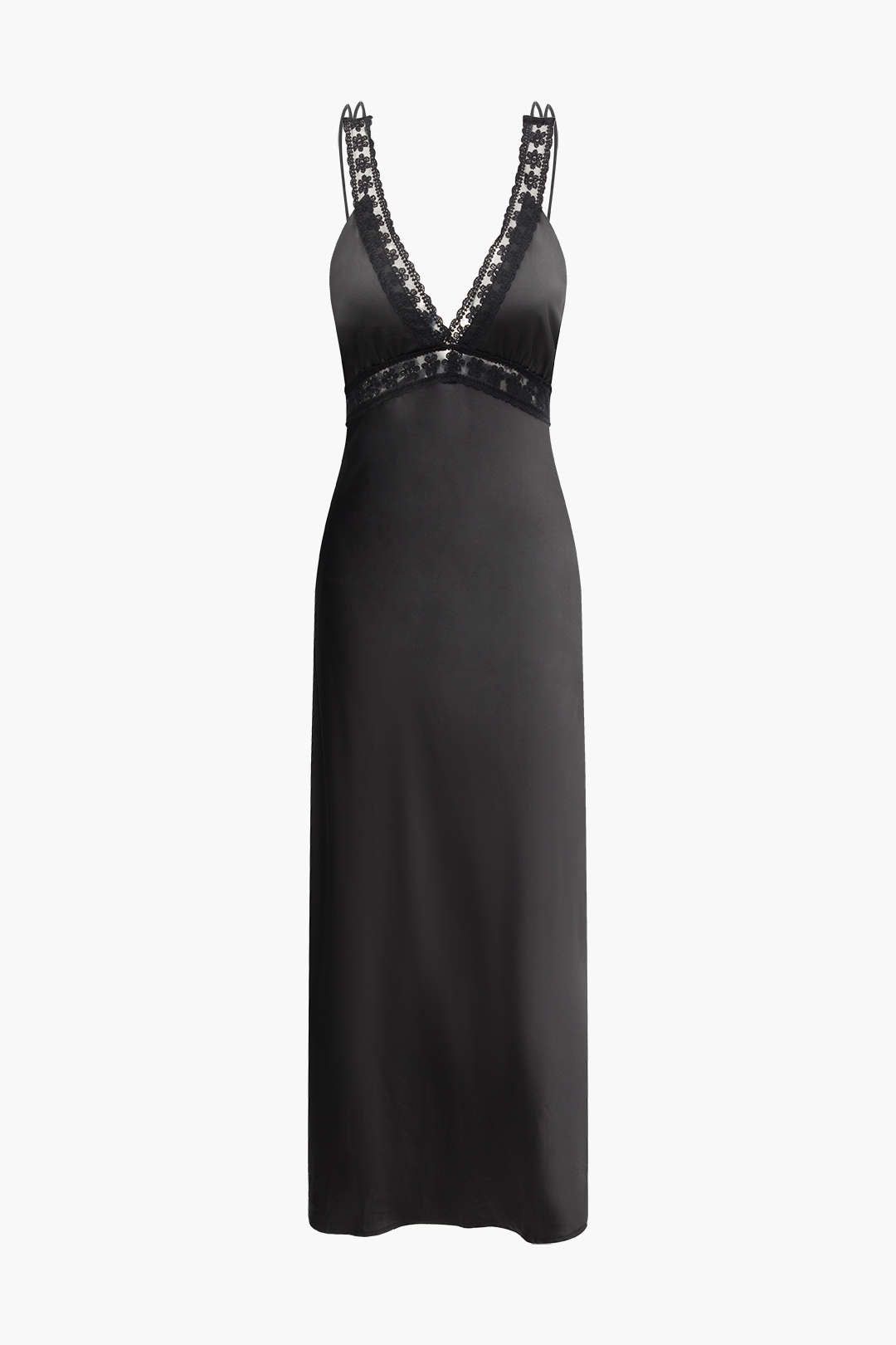 V-neck Floral Lace Trim Maxi Dress sold by Micas product image thumbnail 3