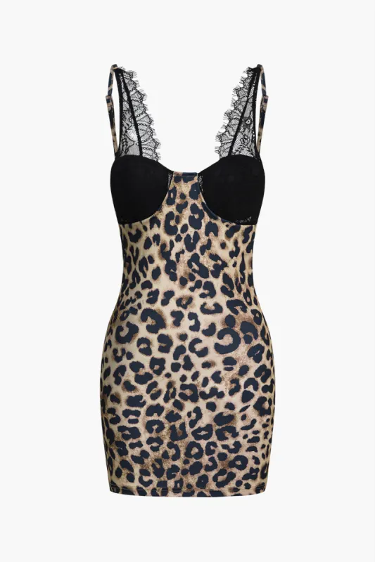 Leopard print rygfri bustier mini kjole sold by Micas