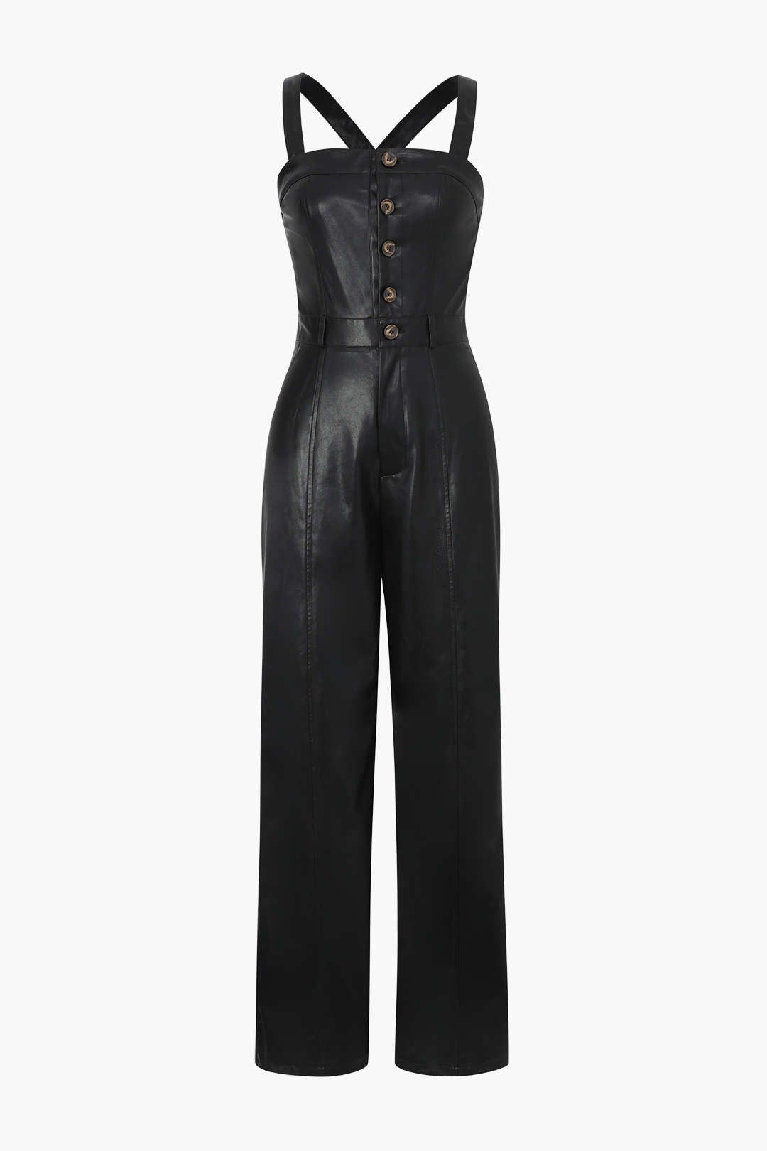 Faux Leather Jumpsuit sold by Micas
