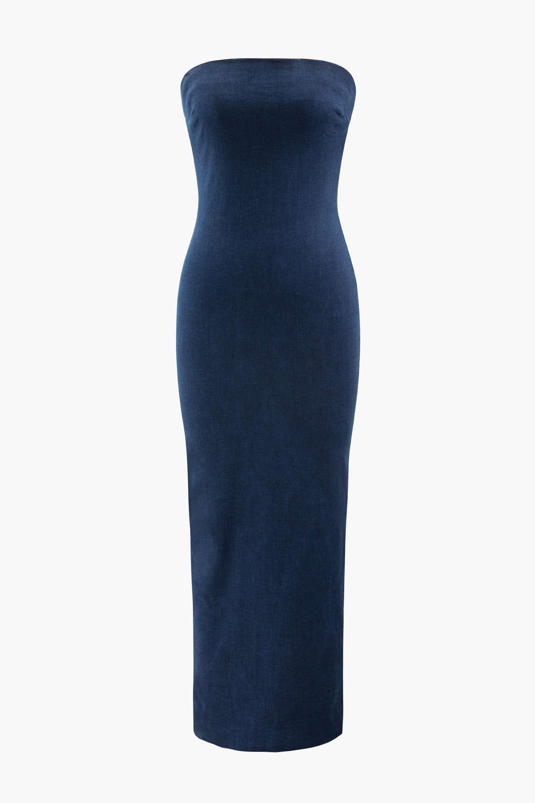 Denim Back Slit Strapless Midi Dress sold by Micas product image thumbnail 2