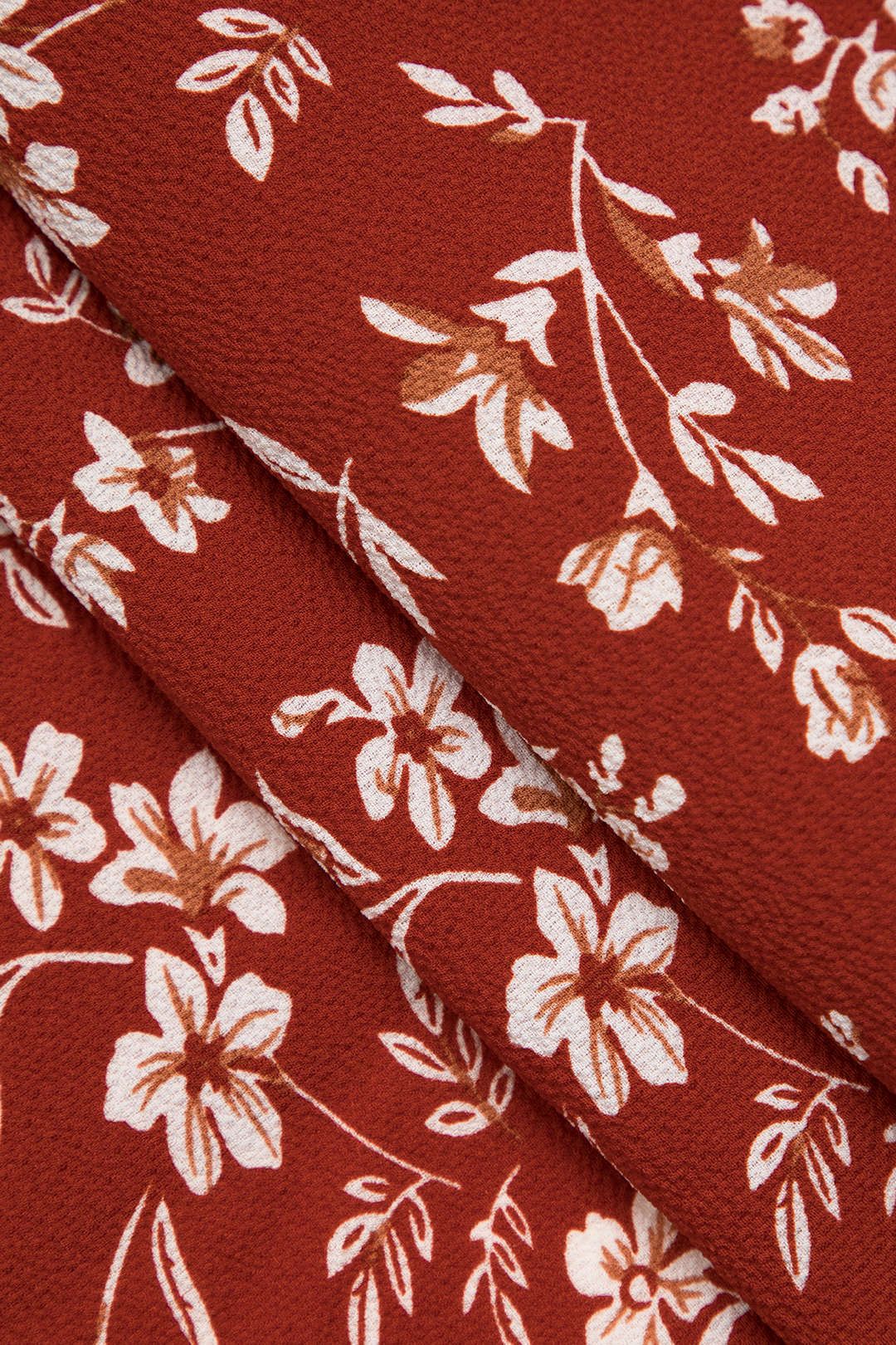 Floral Print Ruched Bust Back Slit Maxi Dress sold by Micas product image thumbnail 7