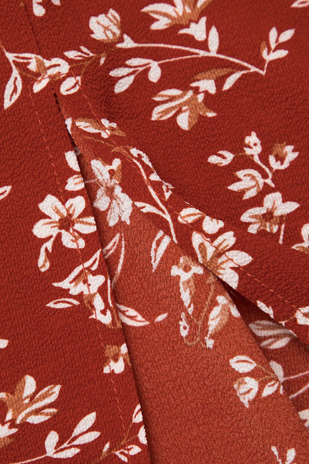 Floral Print Ruched Bust Back Slit Maxi Dress sold by Micas product image thumbnail 5