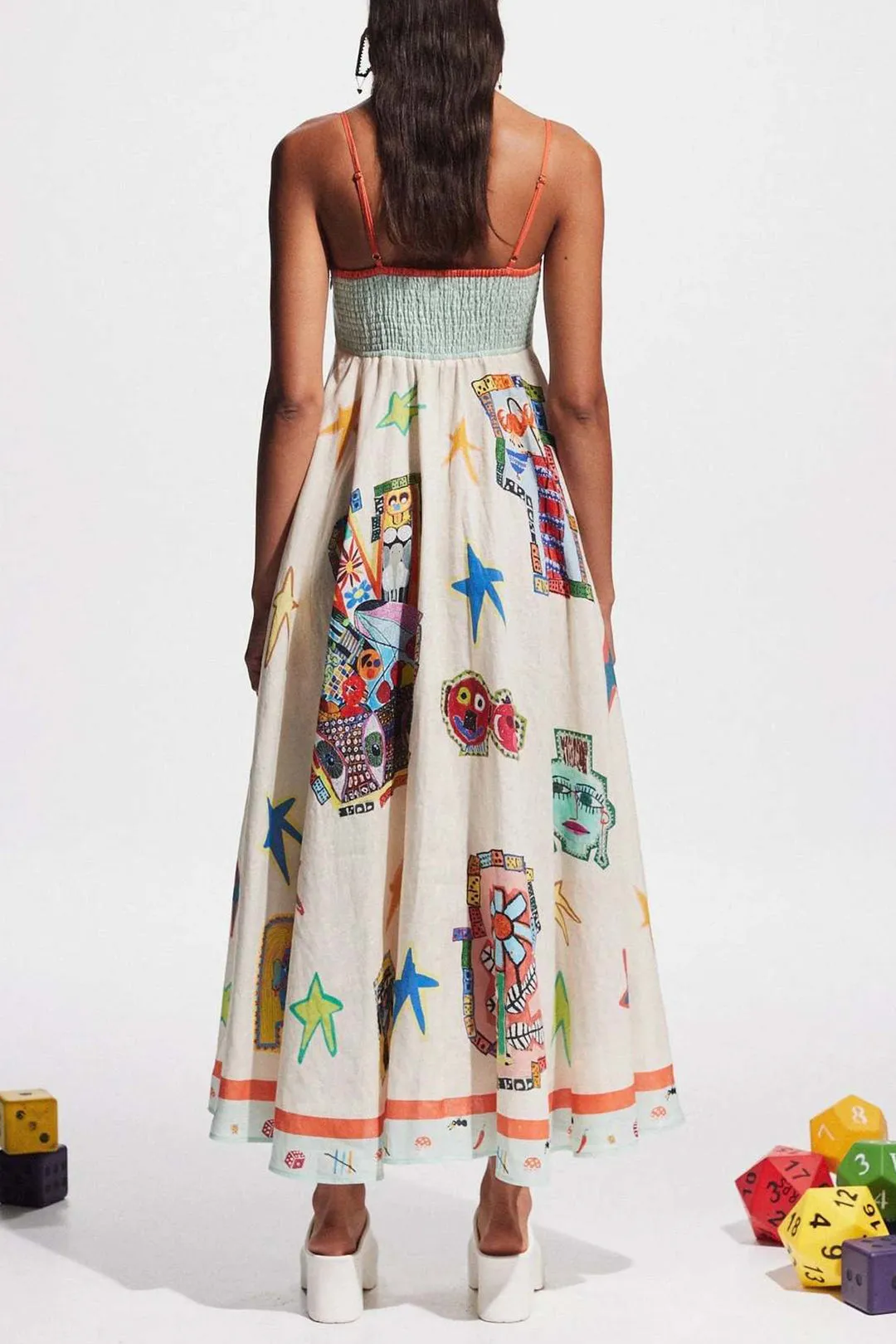 Abstract Print Suspenders Large Hem Maxi Dress sold by Micas product image thumbnail 4