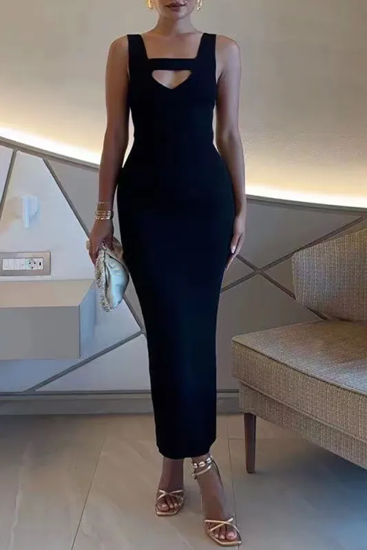 Square Neck Cut Out Sleeveless Maxi Dress sold by Micas