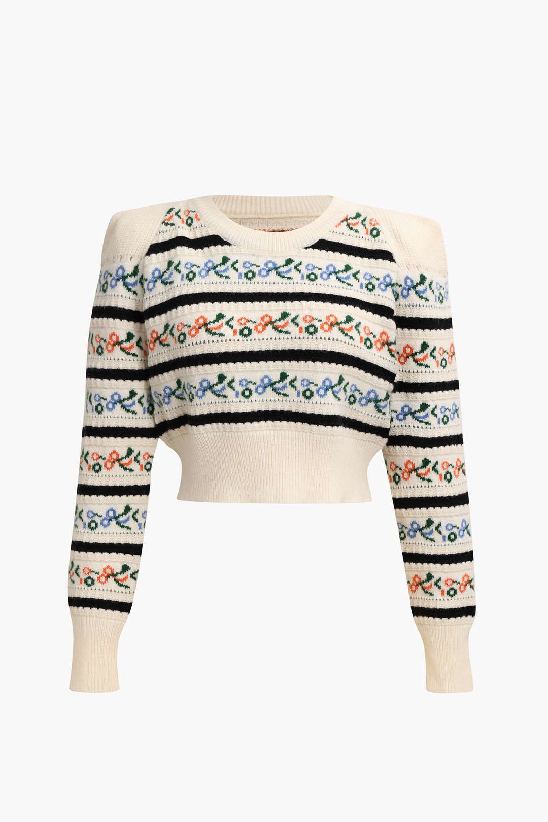 Floral Padded-Shoulder Sweater sold by Micas