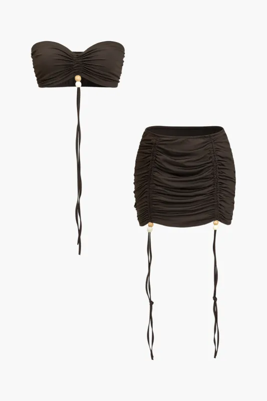 Solid ruched snoretræksnøresæt sold by Micas