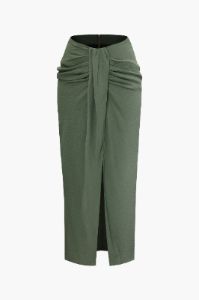 Ruched High Waist Split Skirt sold by Micas