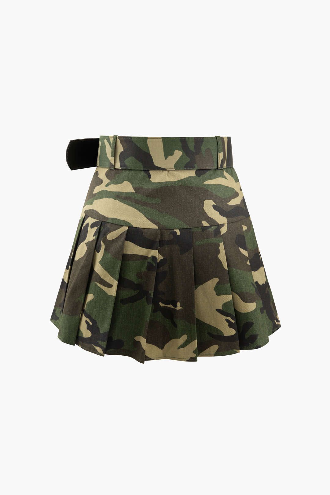 Camo Print Belted Pleated Mini Skirt sold by Micas product image thumbnail 2