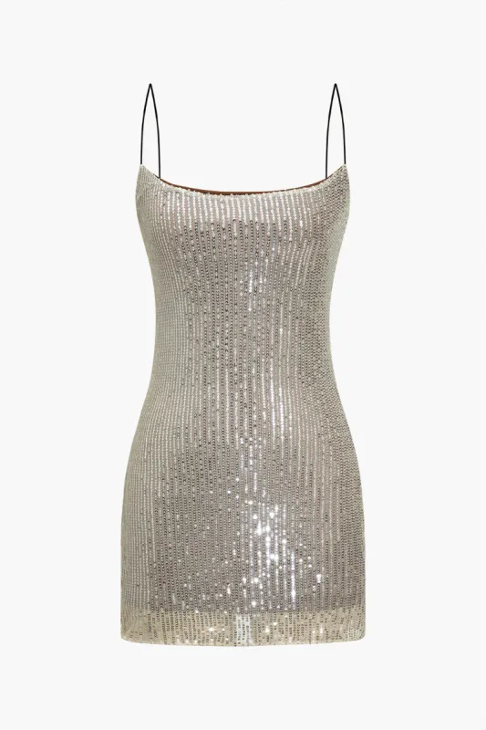Basic Sequin Slip Mini Dress sold by Micas