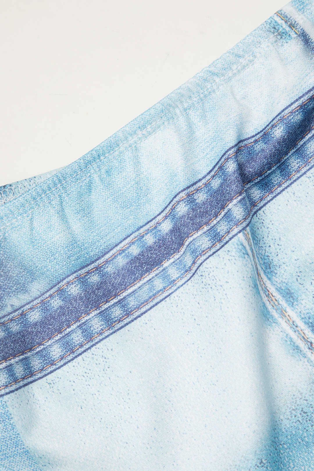 Denim Print Asymmetric Tie Strap Top And Skirt Set sold by Micas product image thumbnail 7