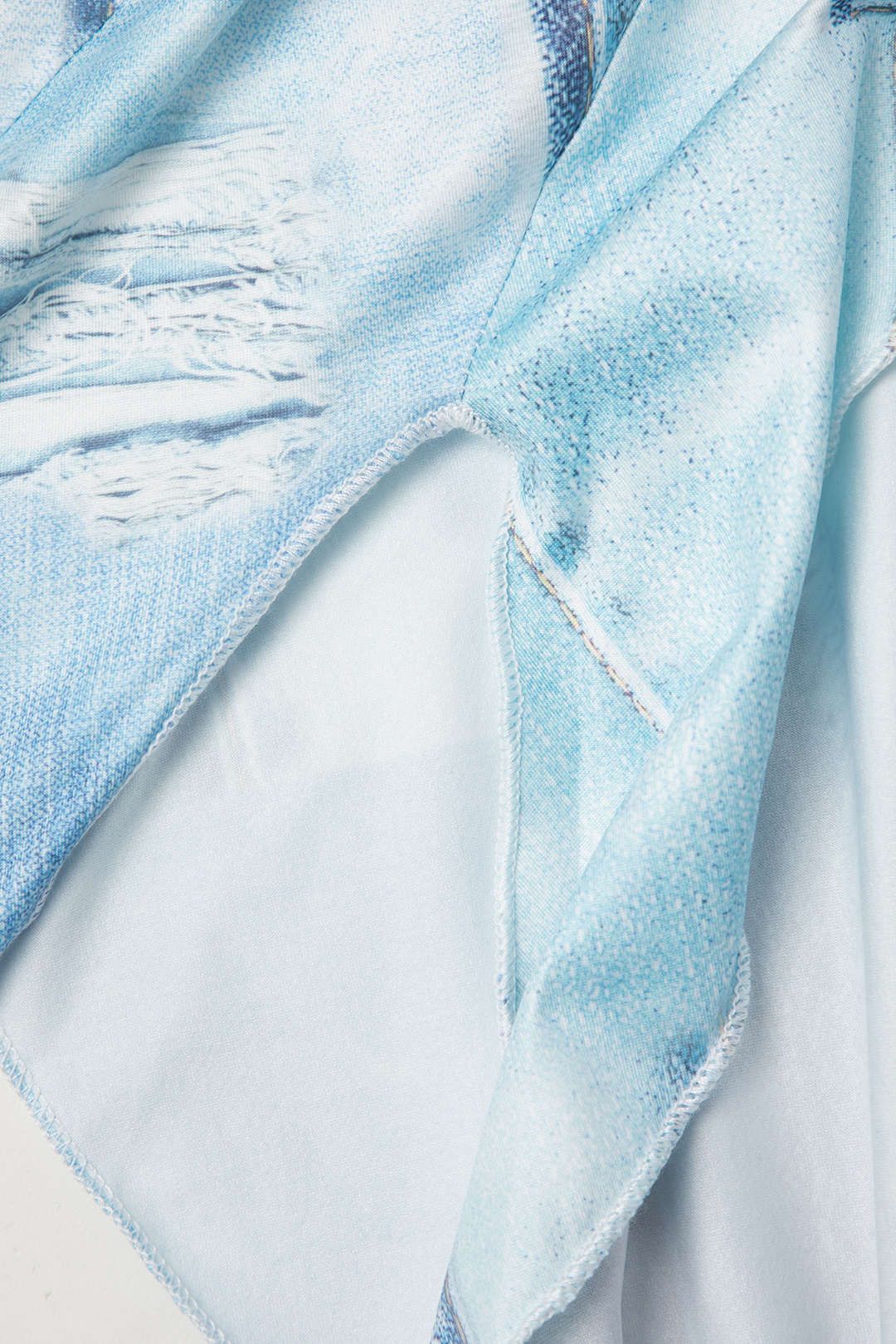 Denim Print Asymmetric Tie Strap Top And Skirt Set sold by Micas product image thumbnail 10