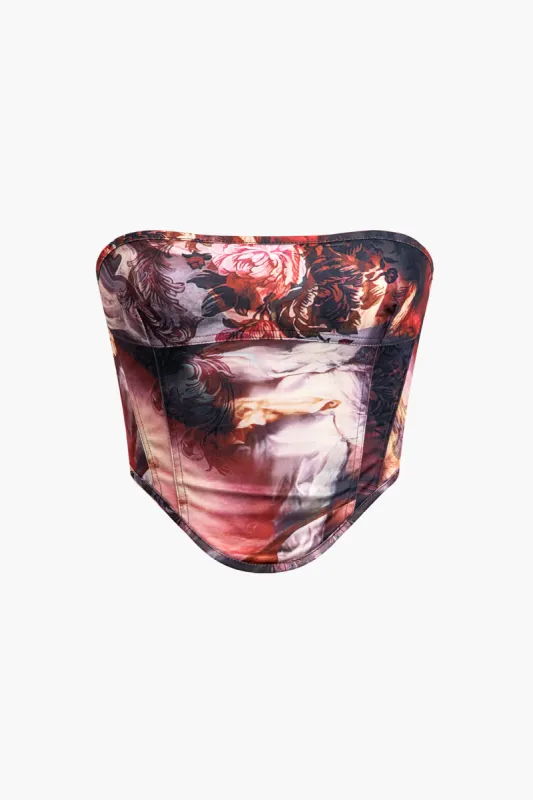 Floral Print Zipper Back Tube Top sold by Micas