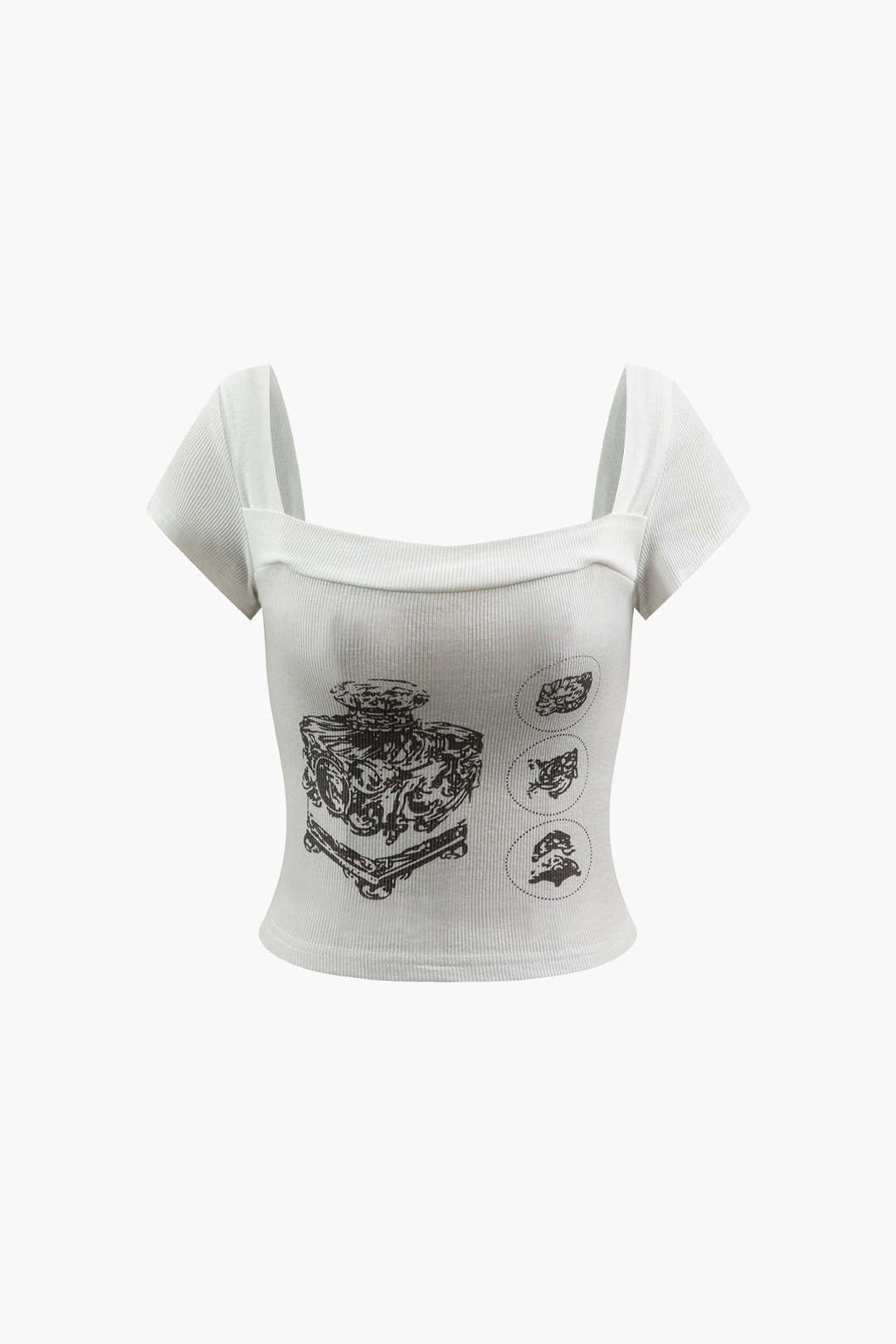 Square Neck Rib Crop T-Shirt sold by Micas