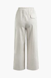 Linen-Blend Drawstring Waist Wide Leg Pants sold by Micas